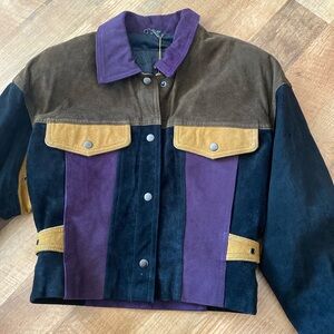 Colorblock Suede Women's Jacket